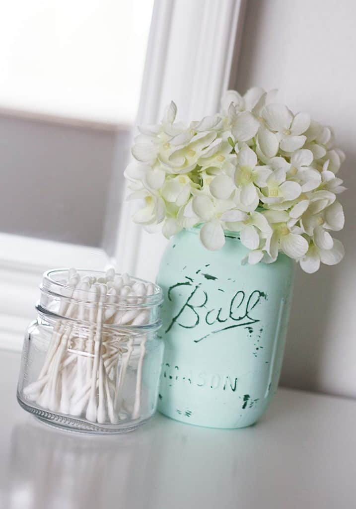 painted mason jar with flowers