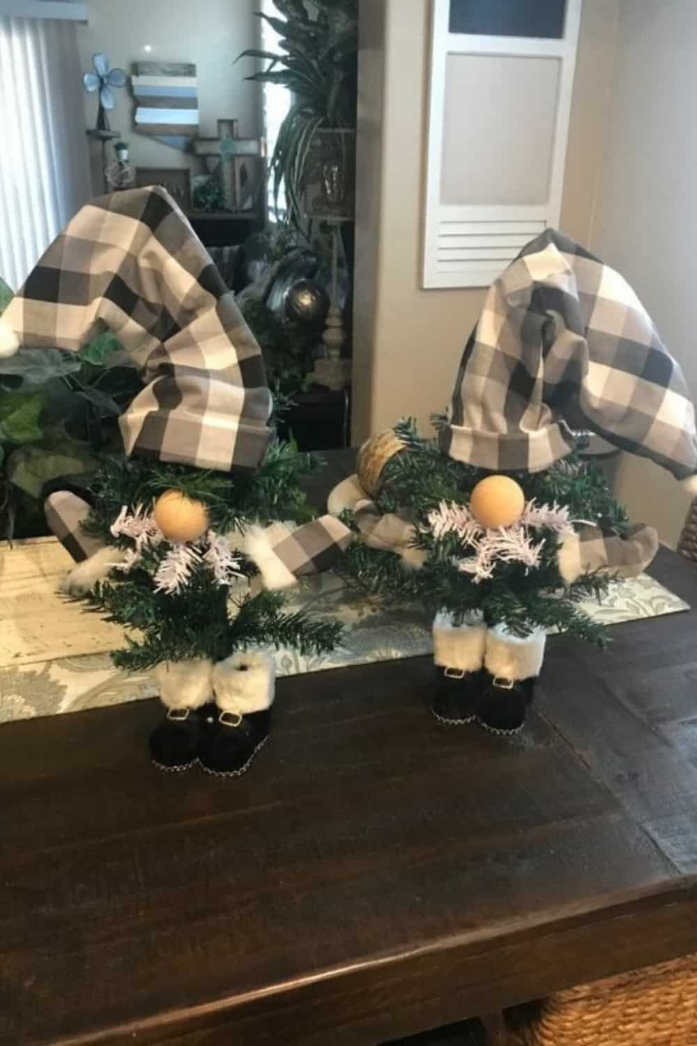 DIY Christmas gnomes-dollar store Christmas tree gnomes