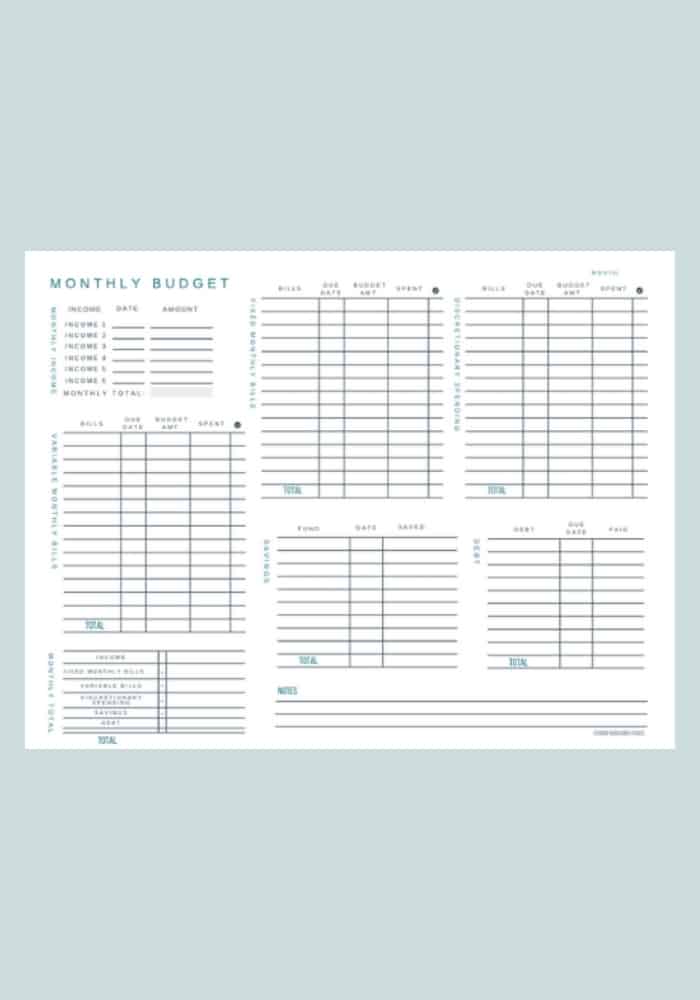 simple blank budget sheets