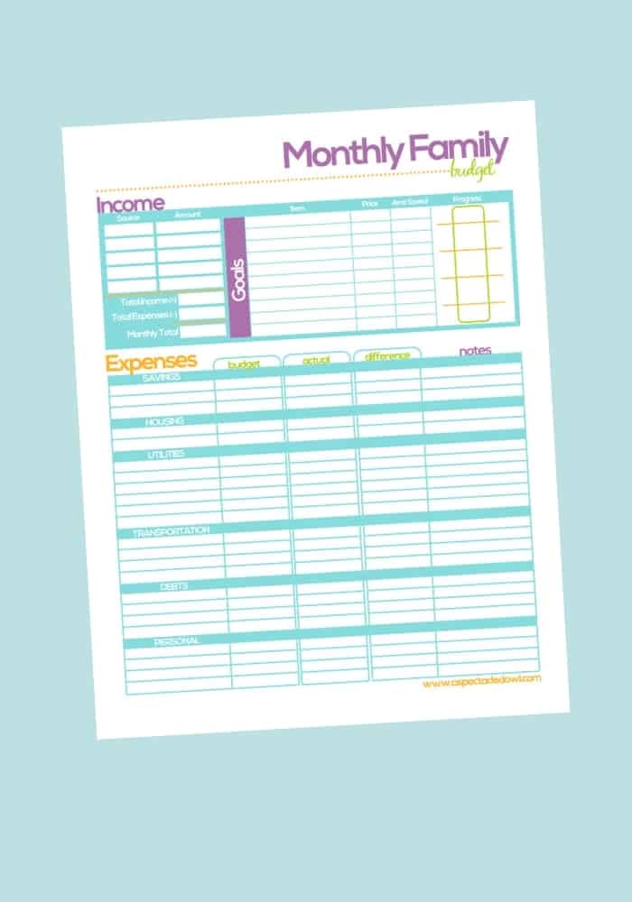 colorful budget template