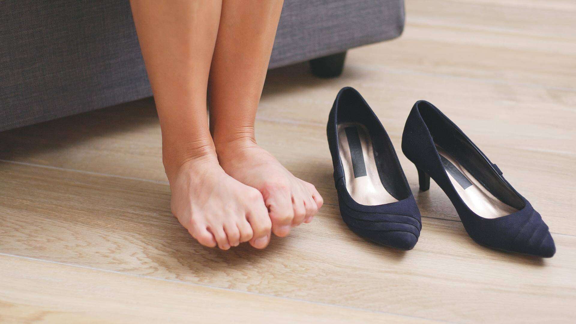 woman's feet with toes curled