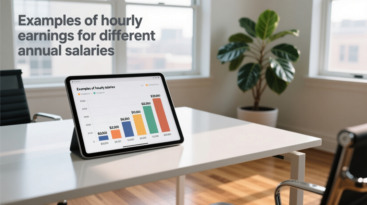 Examples of hourly earnings for different annual salaries