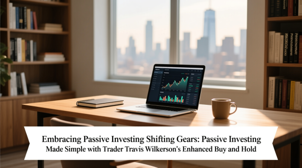 beautiful real image Give me a picture where it should be written " Embracing Passive Investing Shifting Gears: Passive Investing Made Simple with Trader Travis Wilkerson's Enhanced Buy and Hold